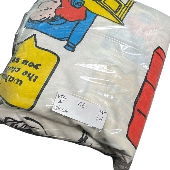 Vintage Peanuts Gang Flat Sheet Made in USA Muslin Fabric - Picture 7 of 8